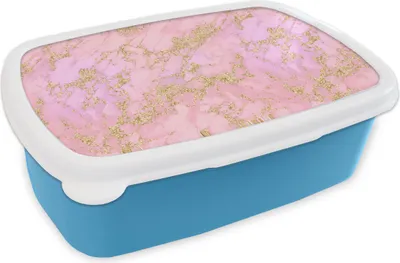 Produktbild von KitchenYeah® Lunchbox Brotzeit Brotdose 17x11 cm Glitter - Gold - Marmor - Muster Kinder Brotzeitdose - Lunch - Kunststoff  - Brotbüchse - Sandwichbox - Lunchbox für Kinder