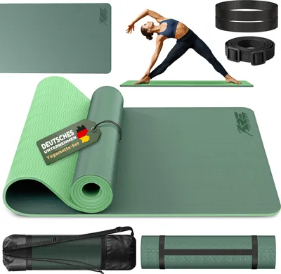 Produktbild von RE:SPORT Yogamatte Dunkelgrün Fitnessmatte Gymnastikmatte Pilates Sportmatte Bodenmatte