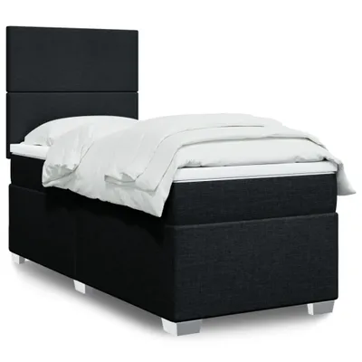 Produktbild von Boxspringbett mit Matratze Schwarz 90x190 cm Stoff, Klassische Betten 2024 Neu