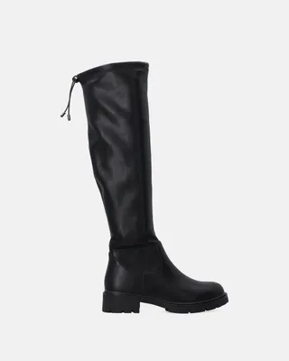 Produktbild von Schwarze Damenstiefel aus Leder und elastischem Material, Größe 40
