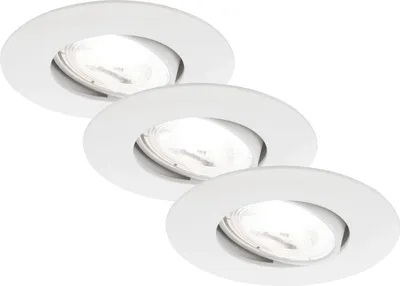 Zdjęcie produktu dla Briloner Kulana A zestaw 3 reflektorów wpuszczanych LED EEK A 230V, EEK A, światło 50.000h, obrotowy, płaski, biały, 9 x 2,4 cm
