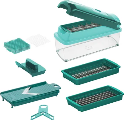 Produktbild von Genius Gemüseschneider Nicer Dicer Smart Gemüsehobel manuell 9 tlg, Mandoline Küchen Kitchen Reibe Zwiebelschneider, Würfelschneider Wellenschneider,