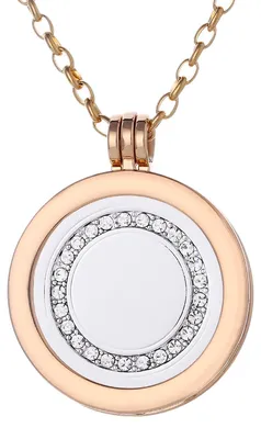 Produktbild von Morella Damen Halskette gold 70 cm Edelstahl mit Amulett und Coin 33 mm Glitzersteinring in Schmuckbeutel