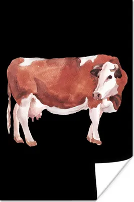 Produktbild von MuchoWow® Poster Kuh - Tiere - Braun - Schwarz 40x60 cm - Plakate für die Wand - Poster Babyzimmer