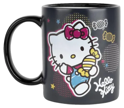Produktbild von Konix Hello Kitty Thermoreaktive Tasse - 320 ml - Bonbon - Motiv - Schwarz