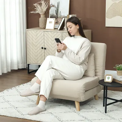 Image de Fauteuil pliable et convertible en lit d'appoint | Couleur : Marron | Dimensions : 78x72x79 cm