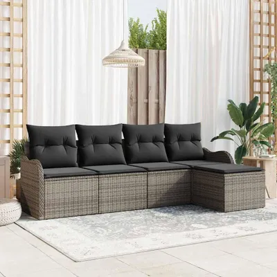 Image de Maison Exclusive - Ensemble de canapé de jardin Gris polyrotin