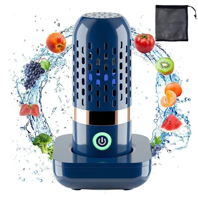 Produktbild von Tragbarer Obst- & Gemüse-Reiniger, 3000mAh Ultraschall-Kapsel, OH-Ionen Reinigungstechnologie, USB aufladbar, für Obst, Gemüse, Reis & Geschirr (blau)