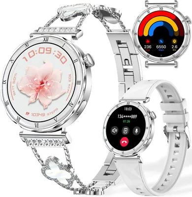 Produktbild von Smartwatch für Damen, 1,2 Zoll AMOLED HD-Bildschirm Damen Smartwatch, Fitness Tracker mit Herzfrequenz/Schlafmonitor, Bluetooth-Anruf, IP67Wasserdicht