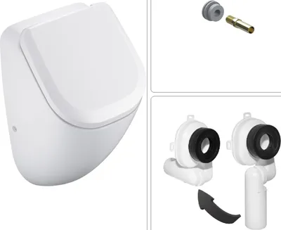 Produktbild von VIGOUR DERBY Urinal Zulauf verdeckt mit SoftClose Deckel, Ablaufgarnitur und Zulaufgarnitur