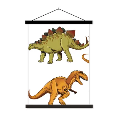 Produktbild von MuchoWow® Textilposter Dinosaurier - Zeichnung - Jungen - Kinder 90x120 cm mit schwarzem Rahmen - Dekoration