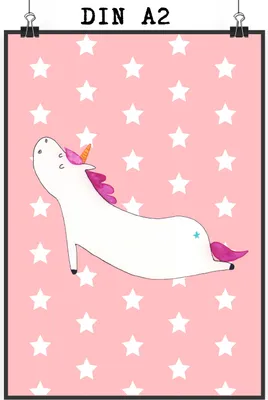 Produktbild von Mr. & Mrs. Panda Bild Einhorn Yoga DIN A2 - Rot Pastell - Geschenk, Plakat, wanddeko, drucke, Unicorn, Einhörner, Sport, Posterdruck, Joga, Wandbild