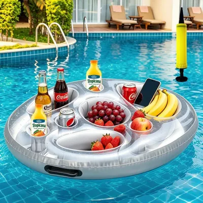 Produktbild von Aufblasbarer Becherhalter - 2-in-1 Schwimmende Unterlage für den Pool