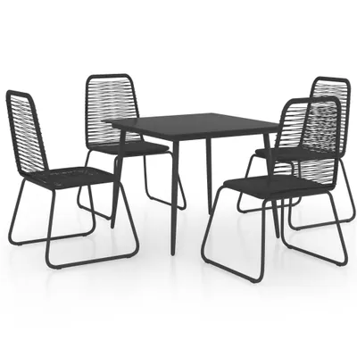 Produktbild von 5-tlg. Garten-Essgruppe PVC Rattan Schwarz