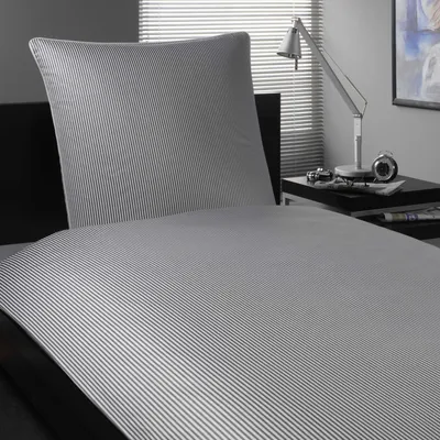 Produktbild von elegante Mako-Satin Hamburger Streifen 2460 - Farbe: Grau-Weiss - 90, 80/80 155/220 cm