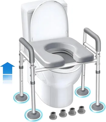 Produktbild von Famanu Toilettensitz mit Armlehnen für Senioren - WC-Sitzerhöhung und Stabilität