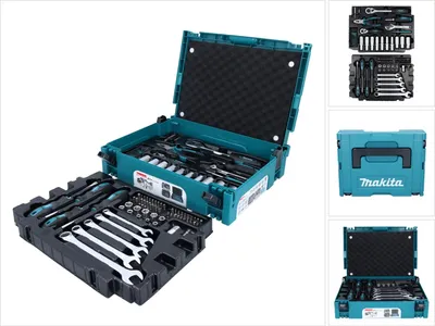 A teal and black tool set with various tools laid out in a case.