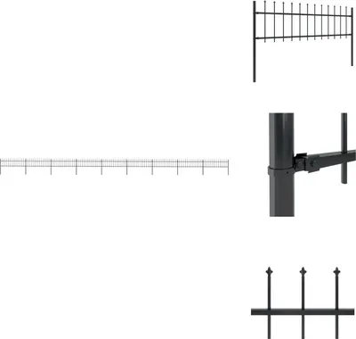 Produktbild von vidaXL Gartenzaun mit Speerspitzen Stahl 15,3 x 0,6 m Schwarz -  Zaunfelder