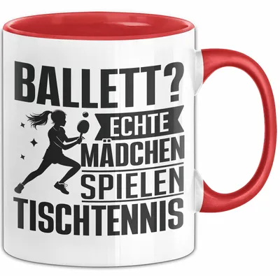 Produktbild von Tischtennis-Spielerin Tasse Geschenk Frauen Ballett Echte Mädchen Spielen Tischtennis (Rot)