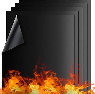 Produktbild von Grillmatten (5-teilig) | Antihaftbeschichtete Grillmatten | Grillmatten für Gas- und Holzkohlegrills | Hitzebeständig und zuschneidbar | 40 x 32 cm