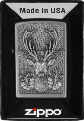 Obrázok produktu pre Zapa?ova? Zippo Deer Emblem Satin Finish chróm strieborný s emblémom jele?a
