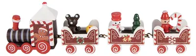 Obrázek produktu pro Clayre & Eef Vánoční dekorativní figurka Vlak 22x2x7 cm Červená Dřevo