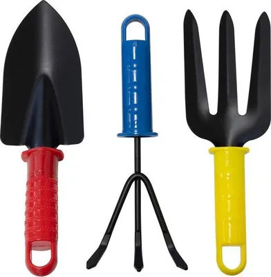 Image de Tondeuse de jardin 3 en 1 - tondeuse à gazon, épandeur d'engrais, désherbeur - 20 cm - Kit de jardinage et d'entretien de la pelouse - râteau à gazon et pelle