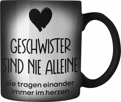 Produktbild von Trendation - Geschwister Sind Nie Alleine Farbwechsel Zauber-Tasse Geschenk Bruder Schwester Geschenkidee Geburtstag (Schwarz)