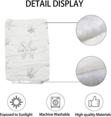 Produktbild von DigiRigi® Tischläufer mit Schneeflocken-Motiv, 38 x 180 cm, kuschelige Felloptik, 100% Polyester – Weihnachtsdeko als Tisch- und Bettläufer