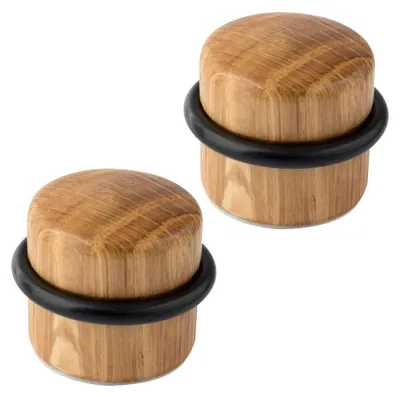 Produktbild von Selbstklebende Türstopper aus Holz, 2er-Set – Selbstklebende Türstopper in Eichenoptik