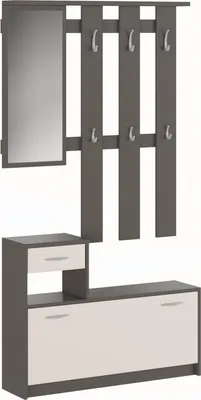 Produktbild von Eingangsmöbel Dbiagin, Moderner Eingangsbereich mit Spiegel, Schrank mit Schuhregal, Multifunktionsschrank, 100x25h180 cm, Weiß und Anthrazit