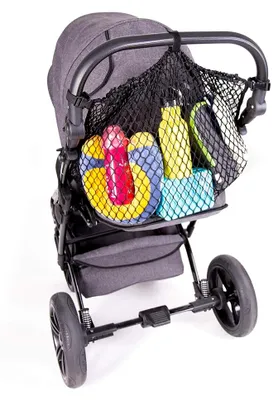 Produktbild von Universal Einkaufsnetz XL für Kinderwagen, Buggy, Sportwagen, Jogger und Zwillingswagen - Schwarz