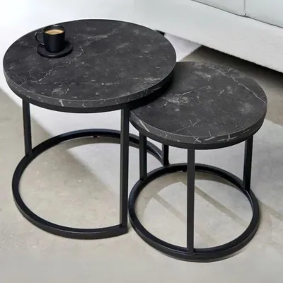 Produktbild von Modernes 2er Set Beistelltisch MARMO 45cm schwarz
