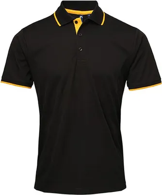 Produktbild von Premier Workwear PR618 | Herren  Contrast Coolchecker Polo - Farbe: Black/Sunflower (ca. Pantone 136c) - Größe: 3XL