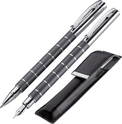 Produktbild von Schreibset aus Metall / bestehend aus Rollerball und Füllhalter