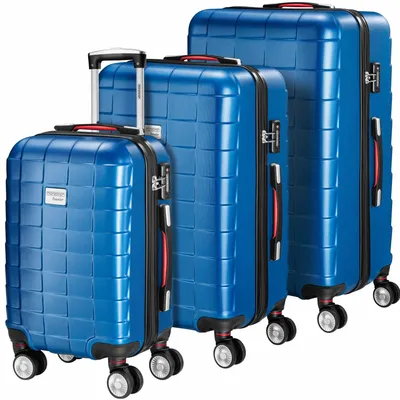 Image de Ensemble de 3 valises rigides, bleues, 40-105 L