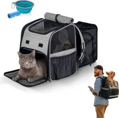 Immagine prodotto di Mobiclinic Pets, Zaino per animali domestici, Tula, Pieghevole, Ventilazione, Incluso cibo e borsa, Accesso multiplo, Regolabile, 37x29x37,5 cm