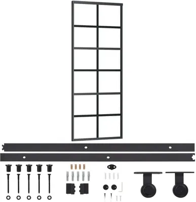 Zdjęcie produktu dla vidaXL Drzwi przesuwne z okuciem ESG szkło i aluminium 76x205 cm