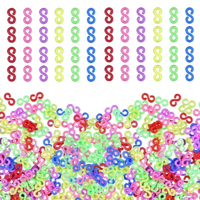 300 Loom-Band S-Clips, bunte Plastik-Clips, DIY-Armband-Zubehör