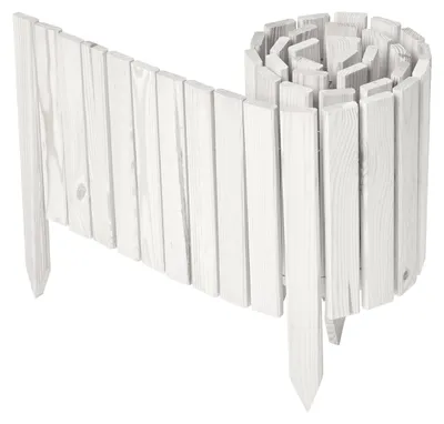 Produktbild von Garronda Beeteinfassung Holz Rollzaun Gartenzaun imprägniert Flexibler Rollborder Rasenkante Länge: 200 cm (Weiß, Höhe: 30 cm)