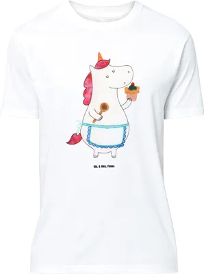Produktbild von Mr. & Mrs. Panda Größe L T-Shirt Einhorn Küche - Weiß - Geschenk, Kuchen, Einhörner, Muffin, mit Spruch, Shirt, Unicorn, Tshirt, Koch, Torte, Träumen