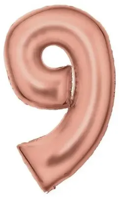 Produktbild von Folienballon mit der Zahl 9, satiniert, Roségold, 86 cm – Amscan
