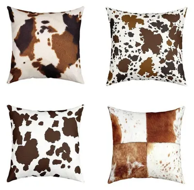 Productafbeelding van Kussenslopen met koeienprint, 50x50 cm, set van 4 stuks, polyester, roze, luipaardprint