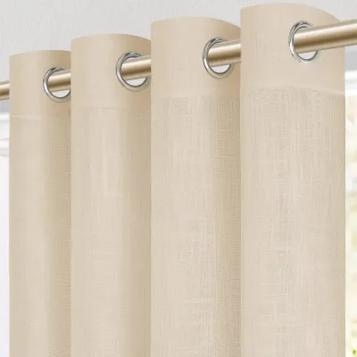 Zdjęcie produktu dla Omgoods - Zasłony z lekkiego materiału (voile) - zestaw 2 sztuk, beżowe, 245x140 cm, z oczkami