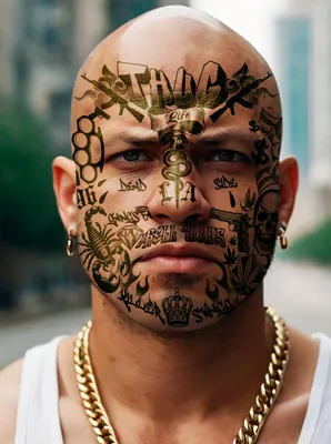 Produktbild von Temporäres Gesichtstattoo THUG LIFE Gangster Rapper Karneval 30x13cm