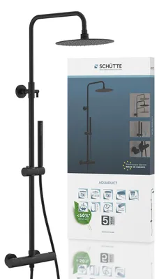 Produktbild von AQUADUCT Überkopf-Brauseset mit Thermostatarmatur, Schwarz matt