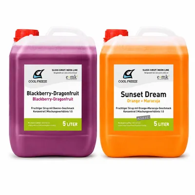 Produktbild von 2 er Set Slush Eis Sirup | Drachenfrucht und Orange Maracuja | glycerinfrei, KI-generiertes Bild