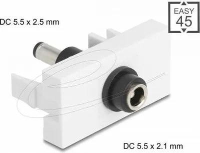 Obrázek produktu pro DeLOCK 90863, Bílá, DC 5.5 x 2.1 mm, DC 5.5 x 2.5 mm, Samice, Samec, 22,5 mm