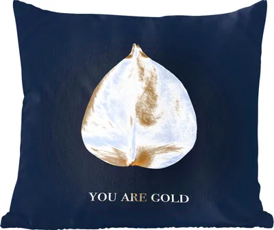Produktbild von MuchoWow® Zierkissen Sofakissen Wohnzimmer Dekokissen 45x45 cm Blatt - Gold - Zitate - Schlafpolster - Polster für das Sofa