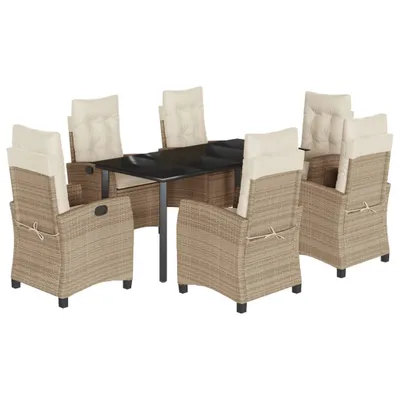 Produktbild von vidaXL 7-tlg. Garten-Essgruppe mit Kissen Beige Poly Rattan